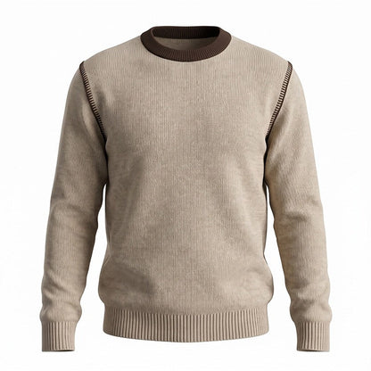 Double Zipper Round Neck Long Sleeve Sweater Men