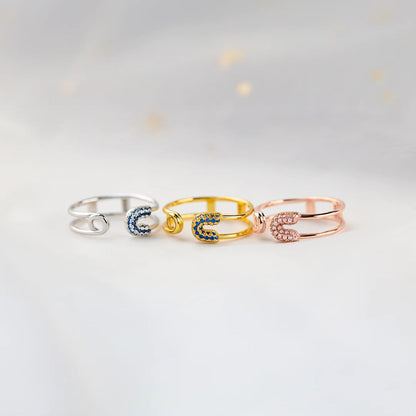 S925 Sterling Silver Open Pin Ring For Women