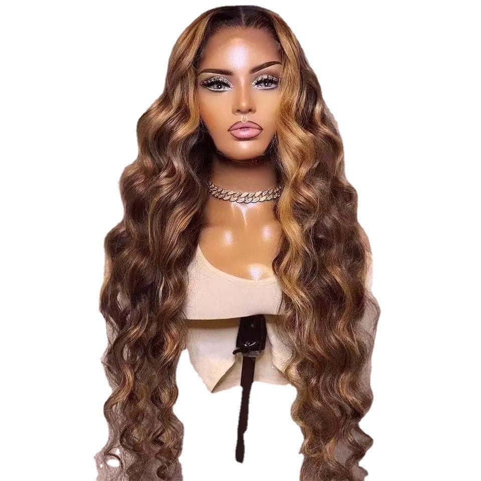 Women's Synthetic Piano-colored With Brown Highlights Long Wavy Hair Gradient Style