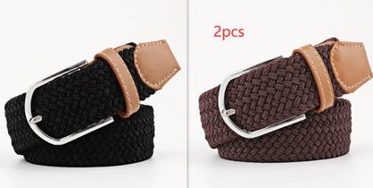 Women's Canvas Belt Casual Stretch Braided Buckle
