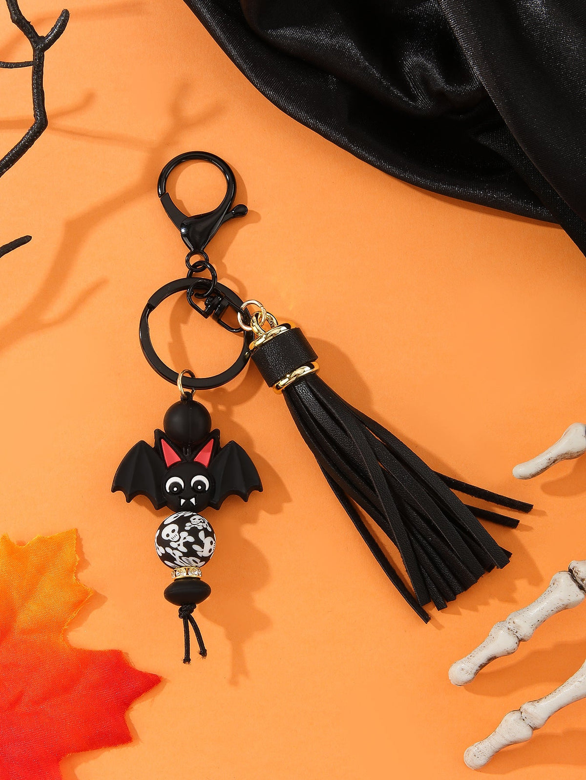 Silicone Bead PU Tassel Bracelet Keychain Pendant
