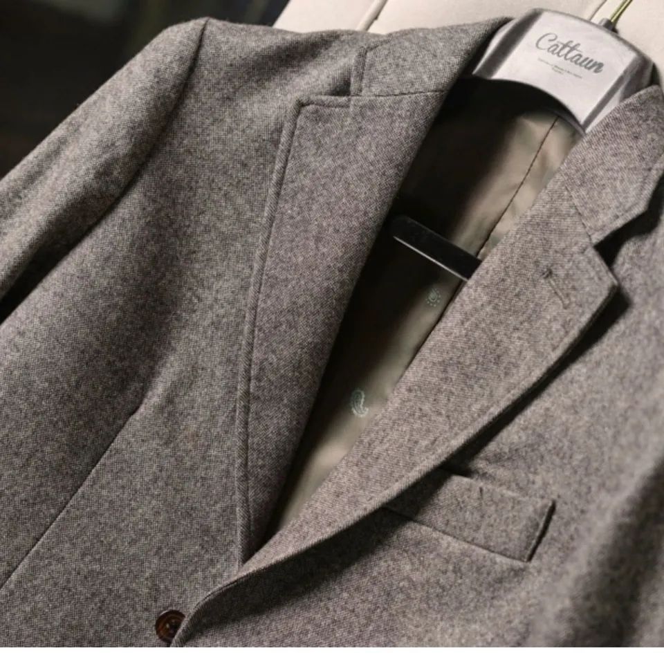 Retro Wool British Tweed Slim-Fit Casual Blazer