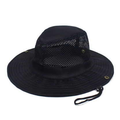 Patchwork Mesh Breathable Bucket Hat Fishing Cycling Windproof Sun Protection Foldable