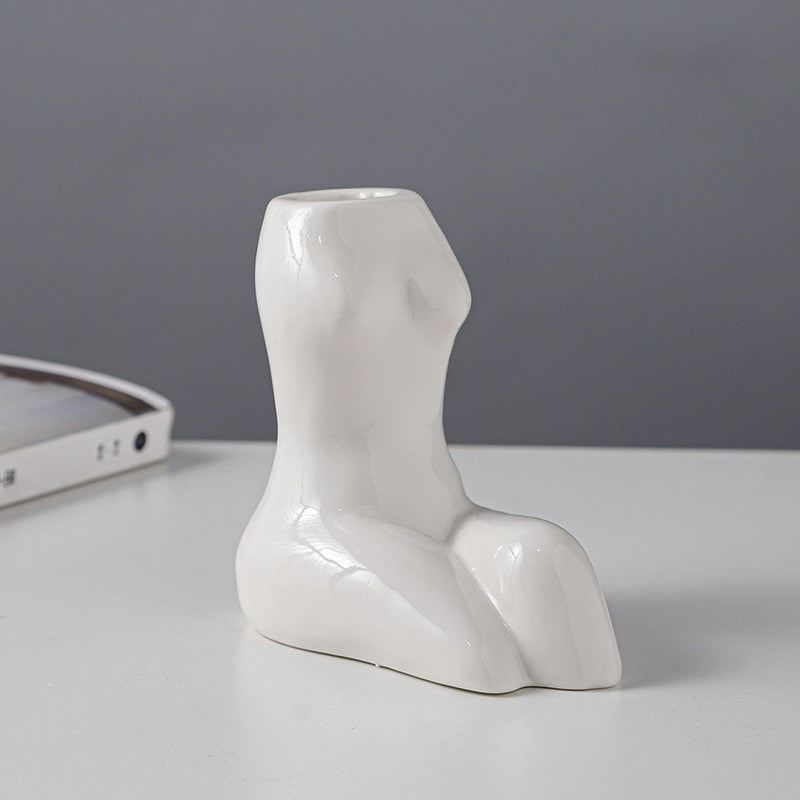 Creative Body Art White Candle Cup Hotel Desktop Simple Ceramic Ornaments