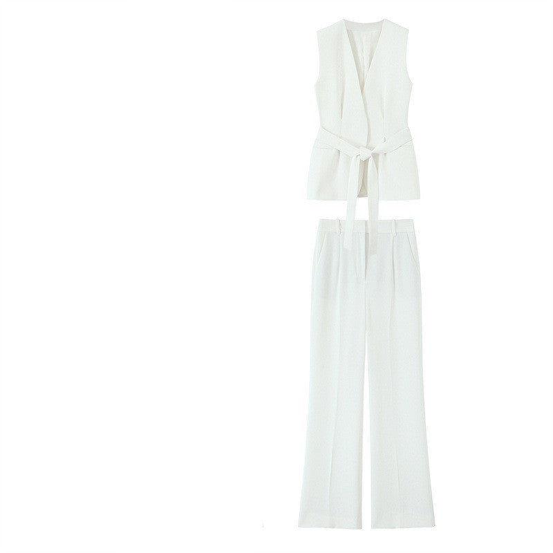 Two-piece Set Belt And Flared Trousers
