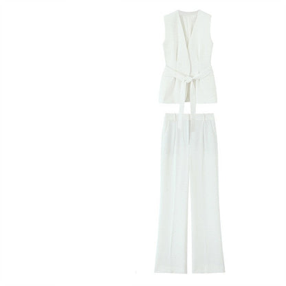 Two-piece Set Belt And Flared Trousers