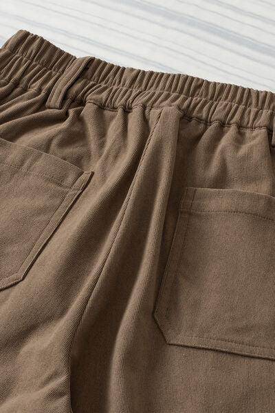 Half Elastic Waist Straight Pants for Comfortable Fit