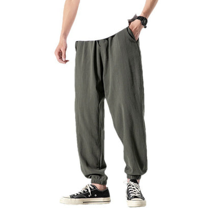 Casual Cropped Pants Thin Trendy Linen Sports Pants Men