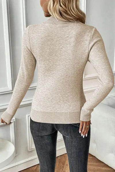 Mock Neck Long Sleeve Sweater for Women Comfortable Fit