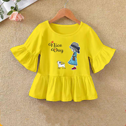 Children's Ruffled Sleeve T-shirt Summer Bottoming