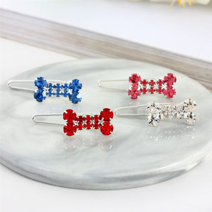 Rhinestone Dog Bone Barrettes Pet Decorations
