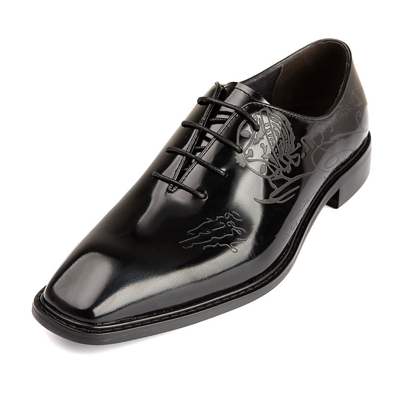 Short Laser Carved Calf Head Leather Shoes