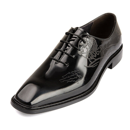Short Laser Carved Calf Head Leather Shoes