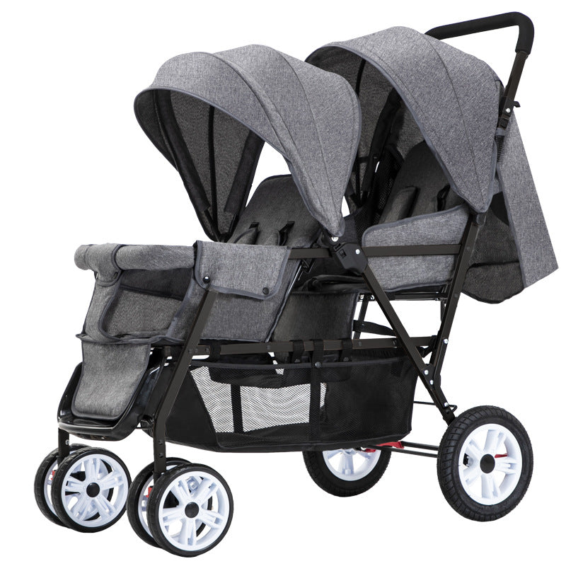 High-carbon Steel Lightweight Foldable Double Stroller