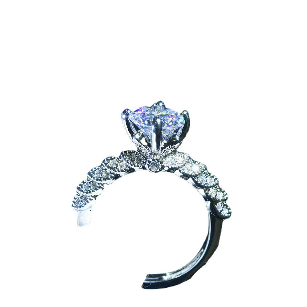 Platinum Plated Moissanite Goddess Of Fortune Ring