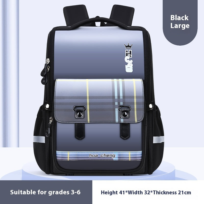 Plaid Schoolbag Grade Spine Protection Student Backpack