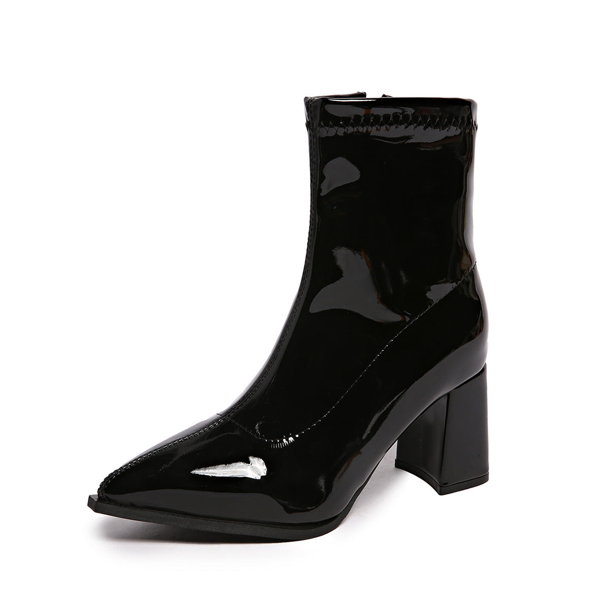Women's Pointed-toe Chunky-heel Ankle Boots