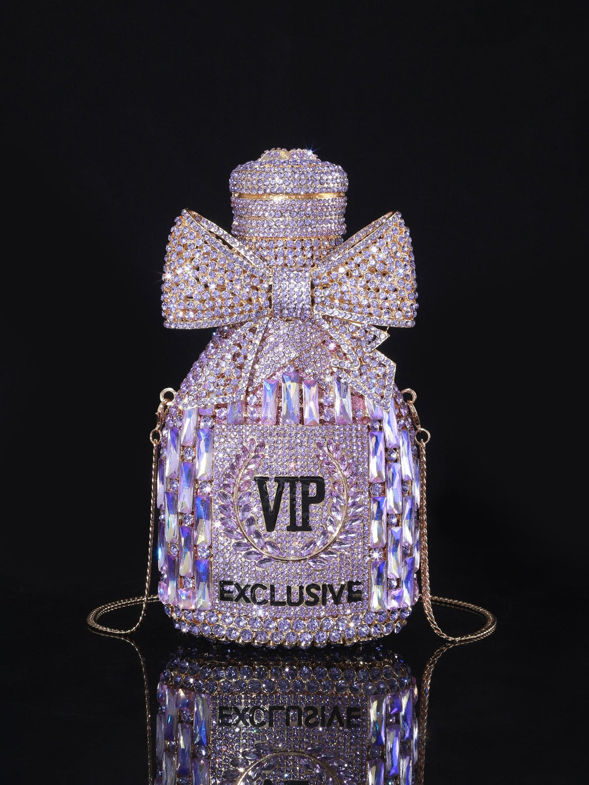 High-end Luxurious Heavy-Embroidered Shiny Champagne Bottle Rhinestone Evening Bag