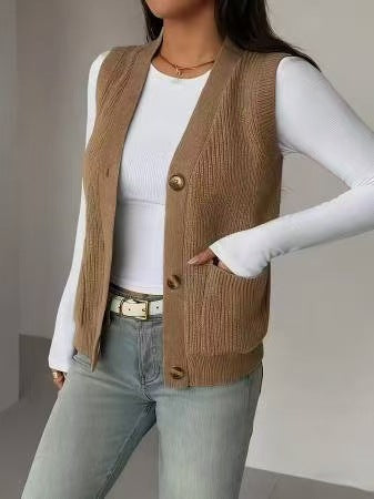 Women's Loose Single Breasted Sweater Vest