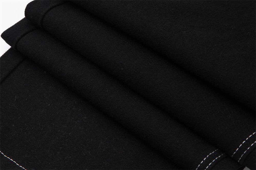 Flame Embroidery Casual Jeans Men