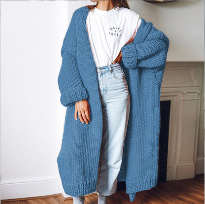 Long Solid Color Plus Size Loose Cardigan Sweater Coat