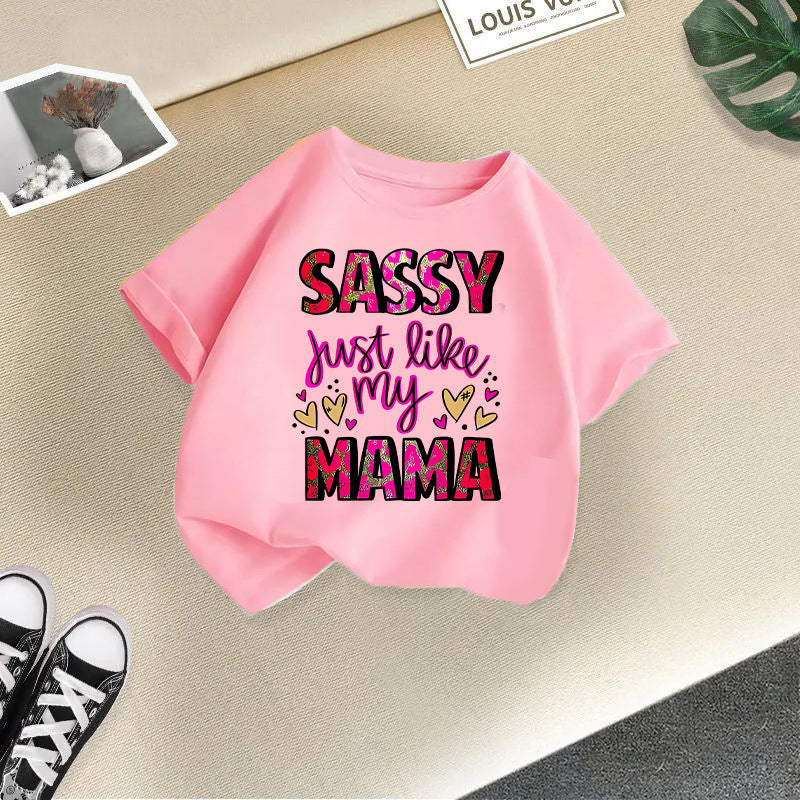 Girls' Tops Casual Short Sleeve Round Neck Print T-shirt