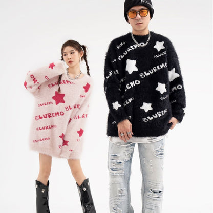Simple Couple Knitted Sweater High Sense