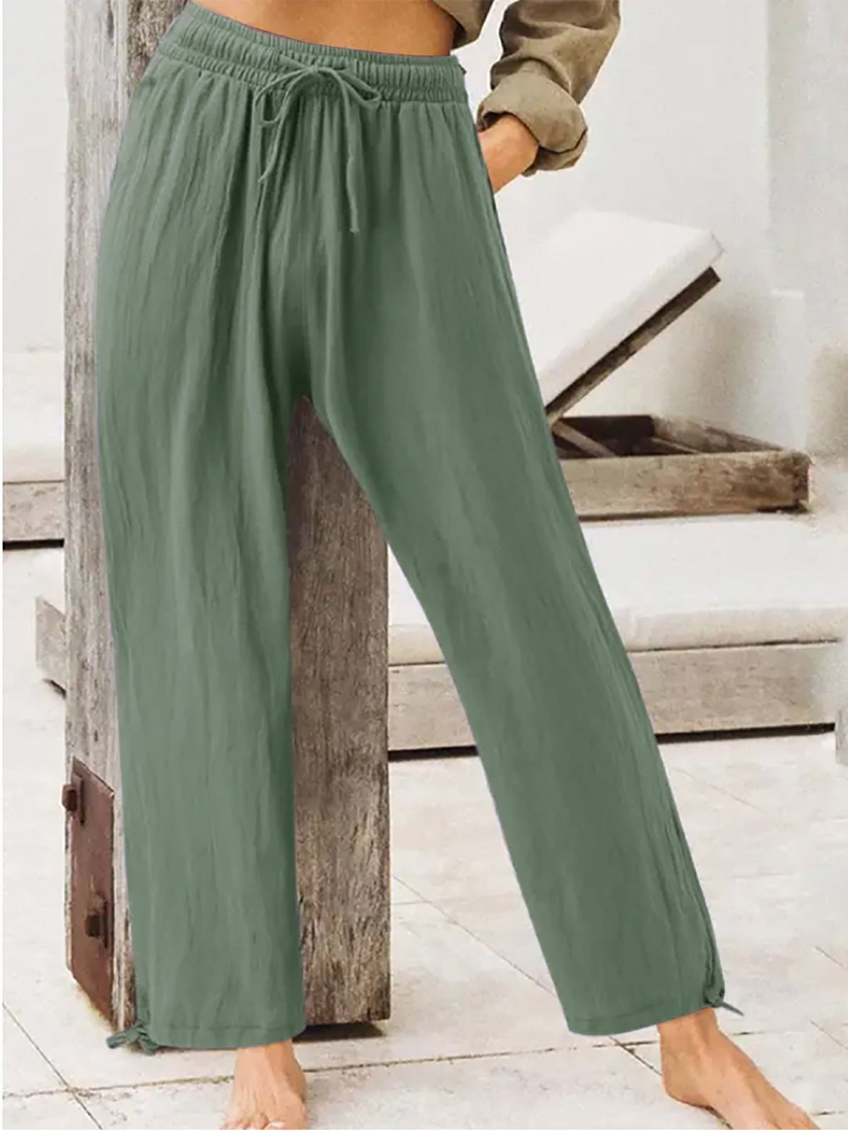 Womens Solid-Color Summer Casual Home Pants