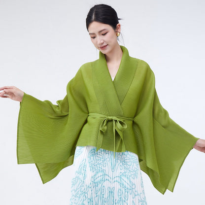 Loose-fitting Collared Tie-waist Irregular High-quality Versatile Cardigan Shawl