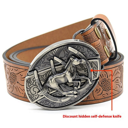 Personality Student Trendy Printing Engraving Smooth Buckle Knife Embossing Belt