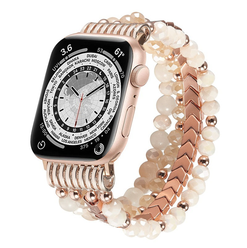 Suitable For Apple Watch IWatch87654Se Women's High-End Beaded Strap Jewelry Crystal Wrist