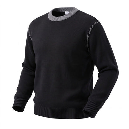 Double Zipper Round Neck Long Sleeve Sweater Men