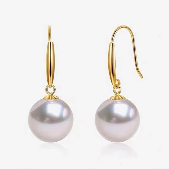 925 Yin Su Pearl Stud Earrings Ear Hooks