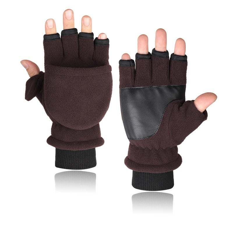 Double-layer Velvet Flip Touch Screen Gloves