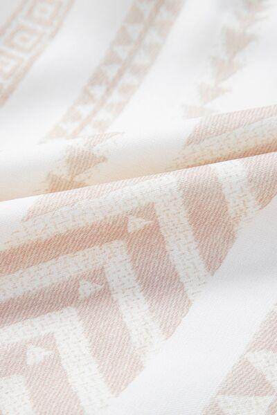 Geometric Jacquard Notched Half Sleeve Blouse for Women