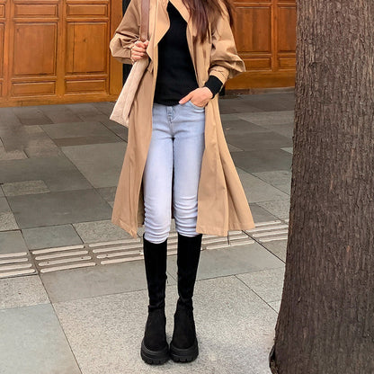 New Womens Mid-heel Stretchy Tall Boots
