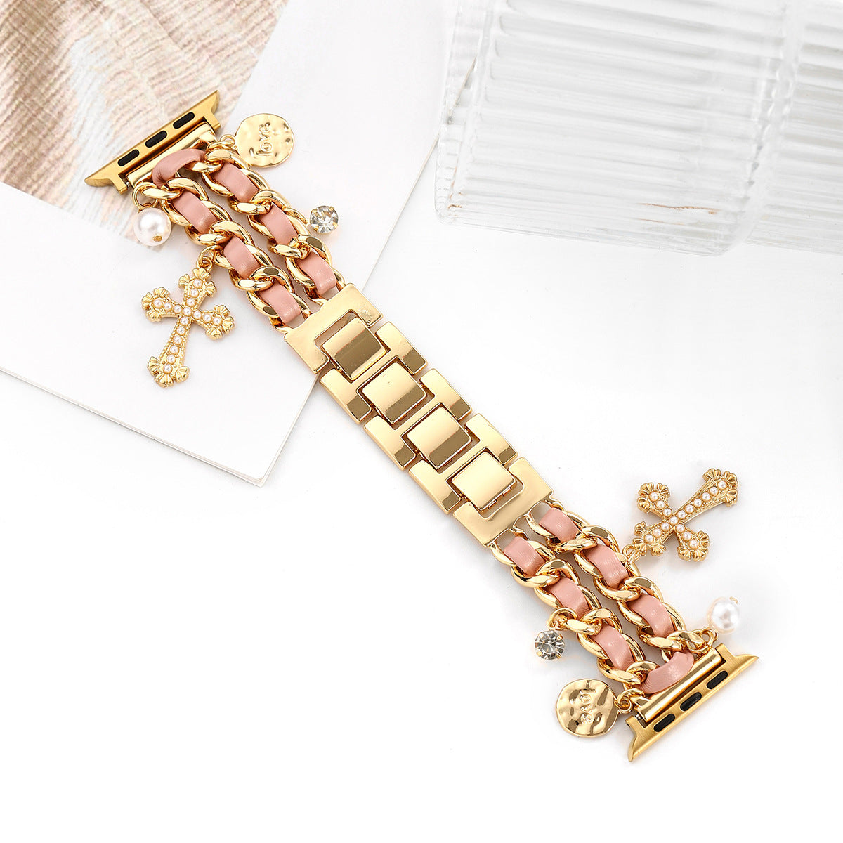For Iwatch Strap Xiaoxiang Style Iwatch6543 Generation Denim Chain Metal BraceletXiaoxiang Style Strap