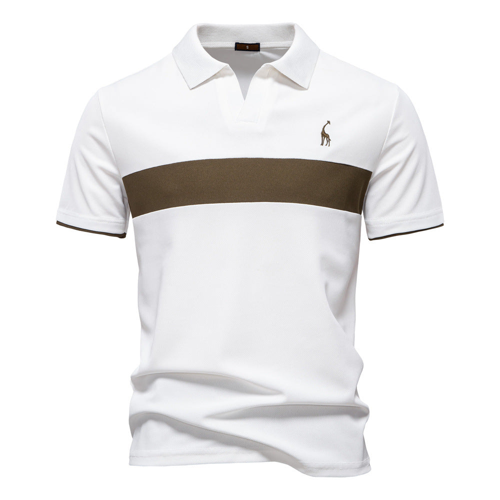 Deer Embroidered POLO Men's Lapel Short-sleeved T-shirt