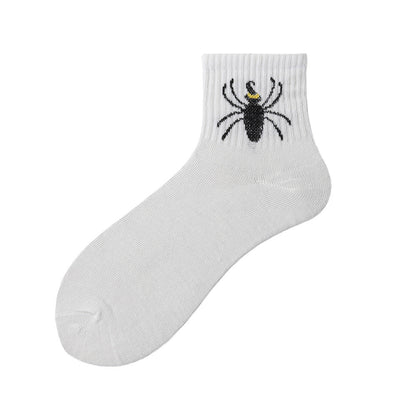 Cute Ghost Mid-Calf Halloween Socks With Pumpkin Print For Women