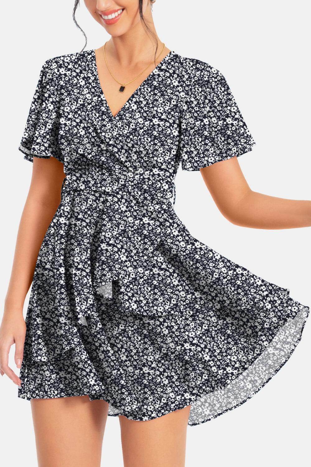 Surplice Neck Flutter Sleeve Dress for Chic Summer Style