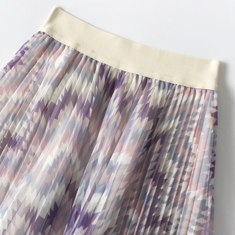 Fashion Patchwork Mesh Skirt For Women