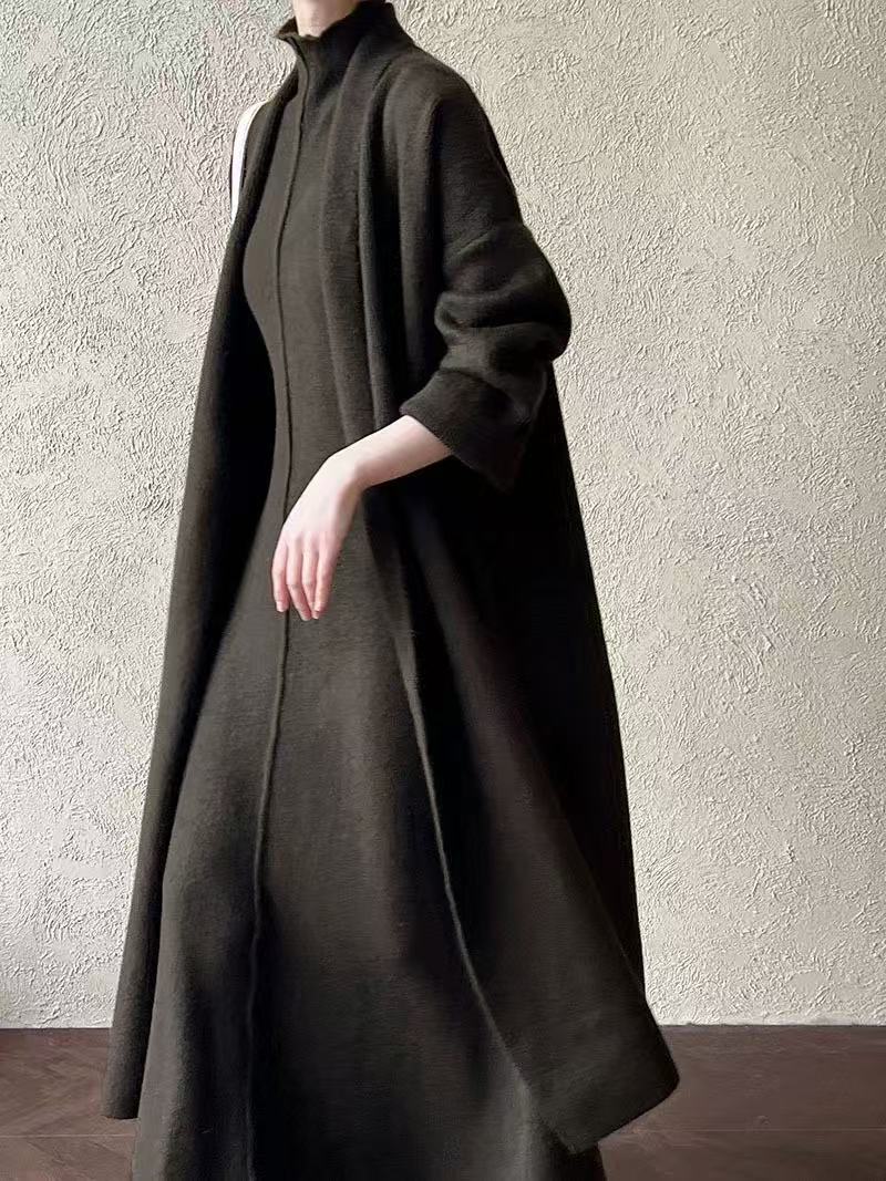 Laid-back Long Knit Cardigan And Sweater Set
