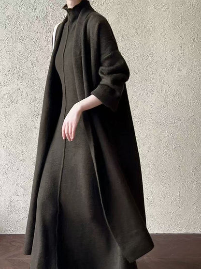 Laid-back Long Knit Cardigan And Sweater Set