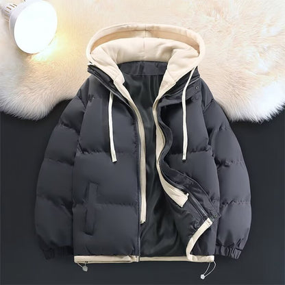 Couples Student Fake Two-Piece Puffer Jacket Cotton Coat