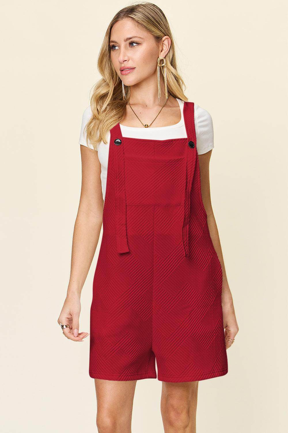 Double Take Full Size Texture Sleeveless Romper for Women