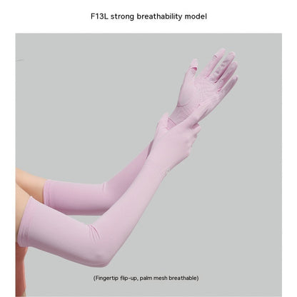 Nylon Ice Silk Long Sun Protection Gloves