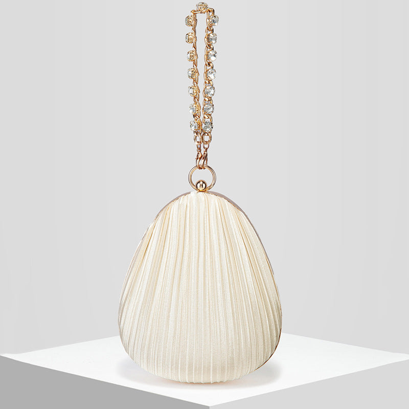 Womens Satin Pleated Evening Bag Handbag Formal Clutch