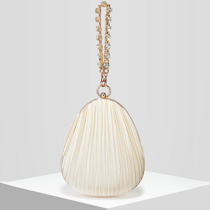 Womens Satin Pleated Evening Bag Handbag Formal Clutch