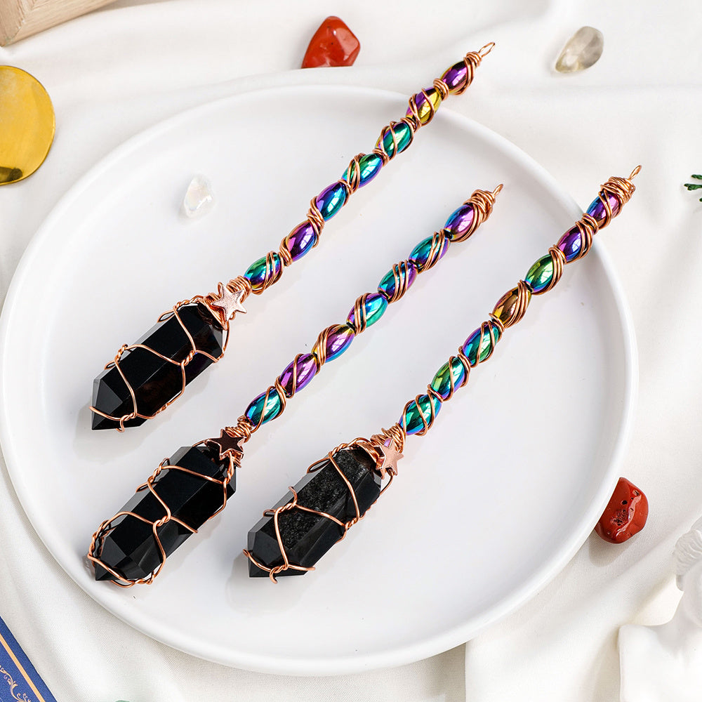 Obsidian Double-Pointed Scepter Pendant