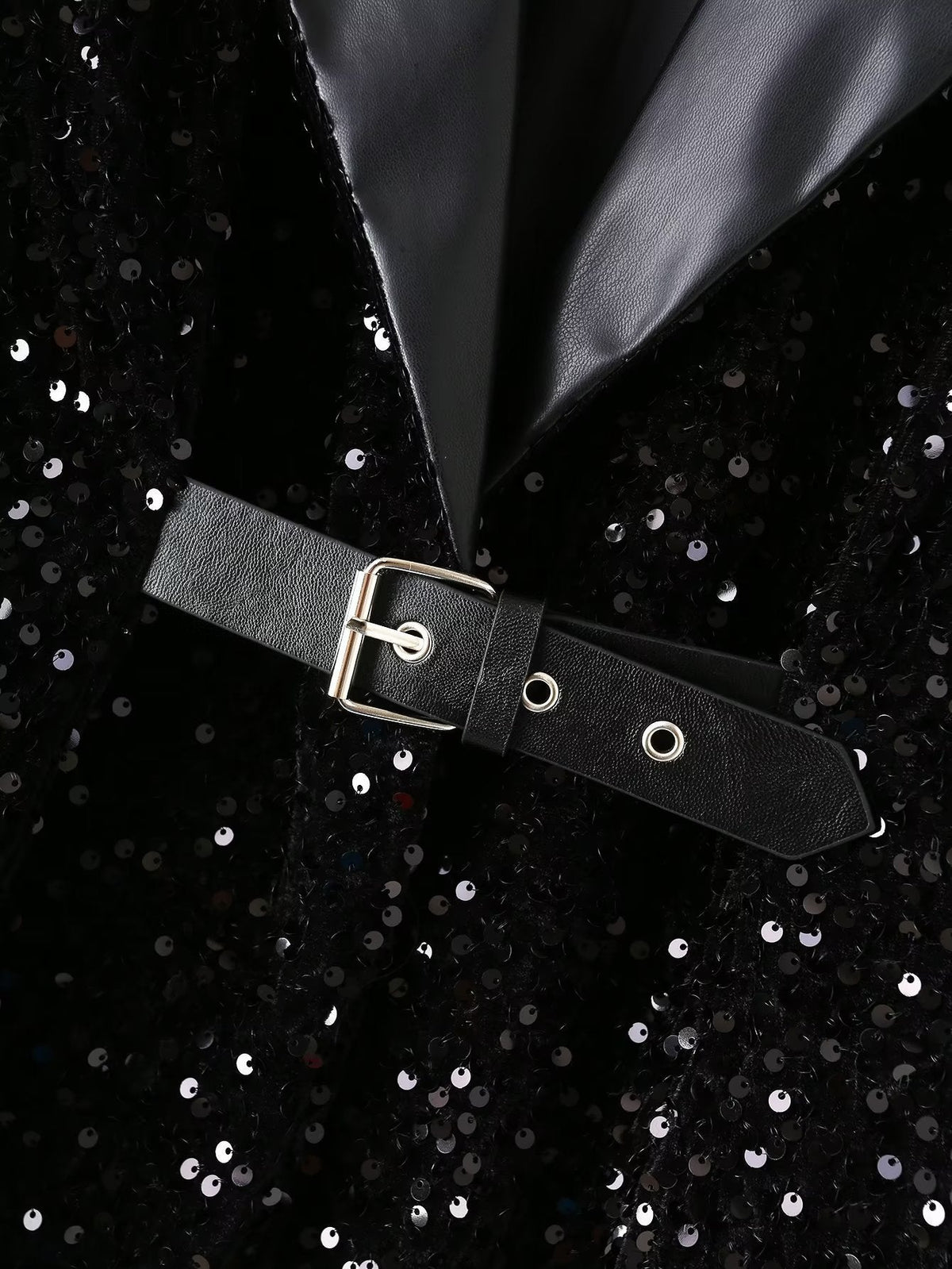 European And American Stitching Neckline Women's Casual Sequin Suit Women's Jacket